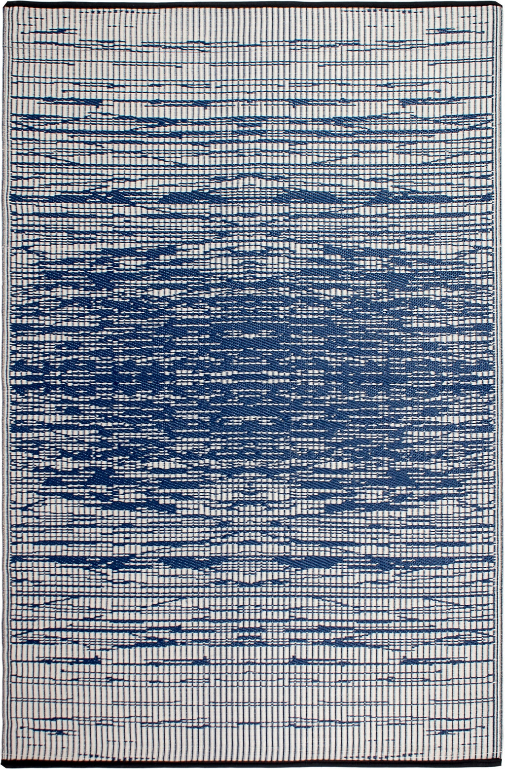 Brooklyn Blue Abstract Reversible Outdoor Patio Rug