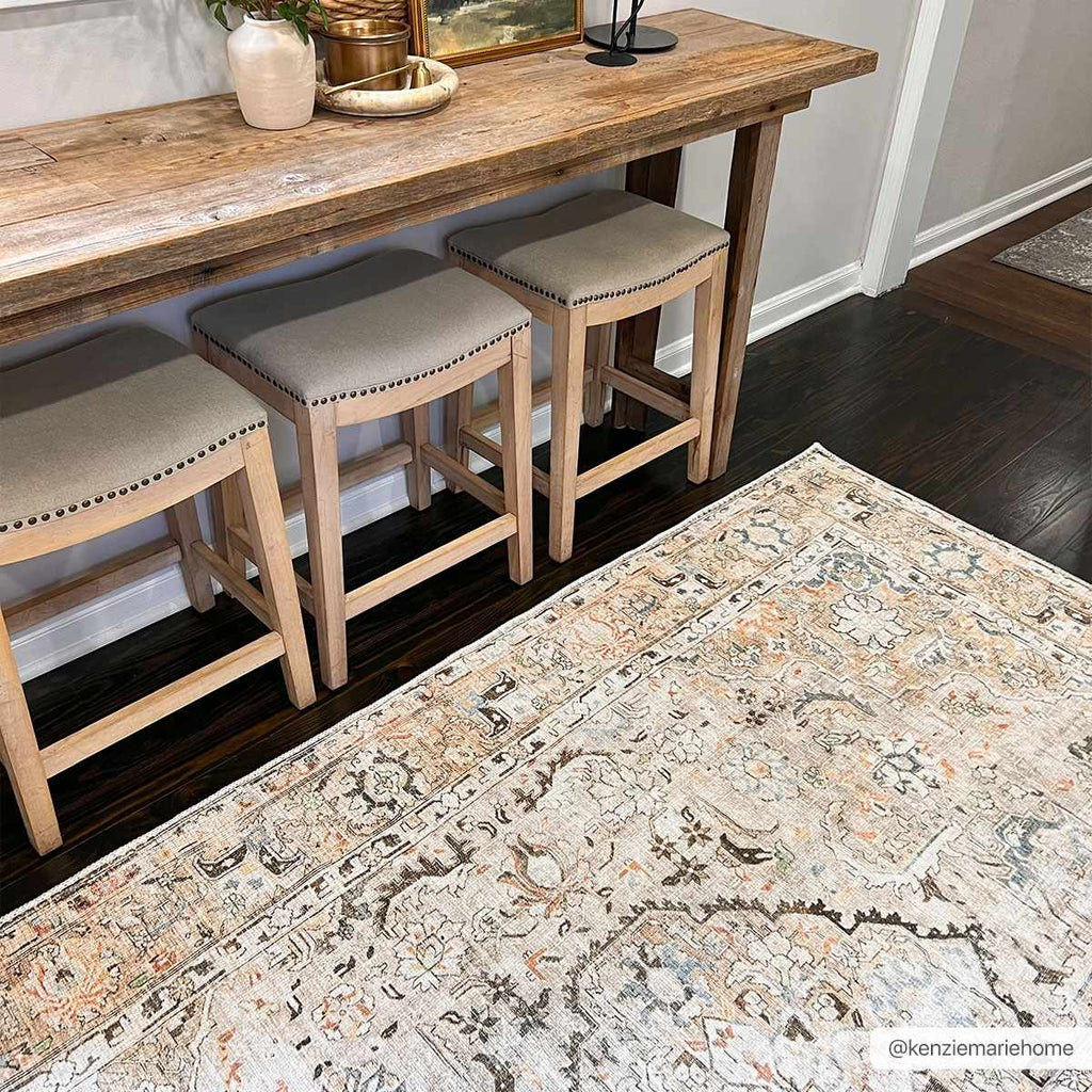 Standon Vintage Flat Pile Washable Rug – Low Pile Classic Home Carpet