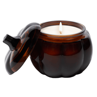Hello Fall Soy Candle - Amber Glass Pumpkin Jar - 20 oz