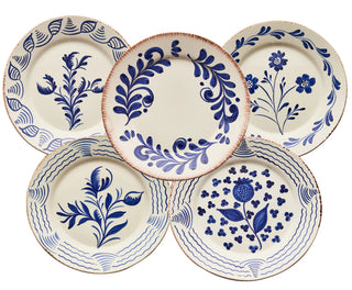 Casa Nuno Dinner Plate Group, Blue/White, Green/White & Pink White - Assorted Set/10