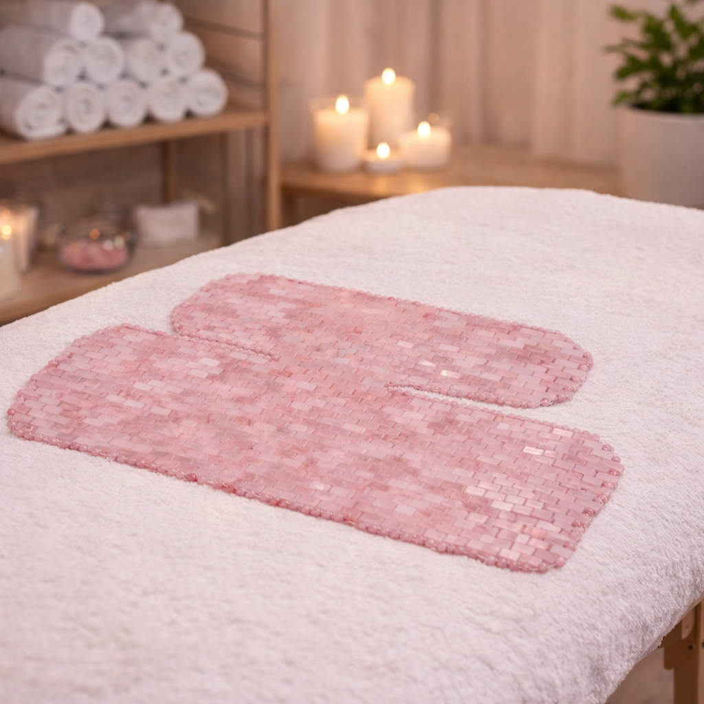 Blush Rose Ritual™ Rose Quartz Chest & Neck Mask – Cooling Crystal Décolleté Treatment