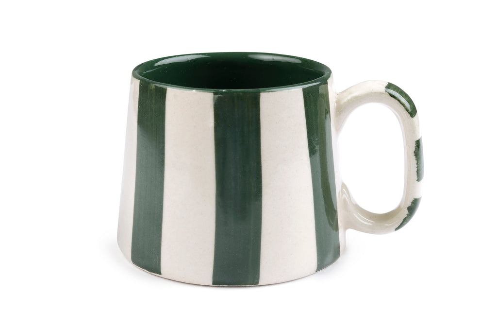 Ceramic Olive Stripe Coffee Cup Set of 4