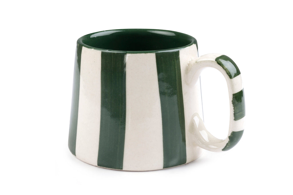 Ceramic Olive Stripe Coffee Cup Set of 4