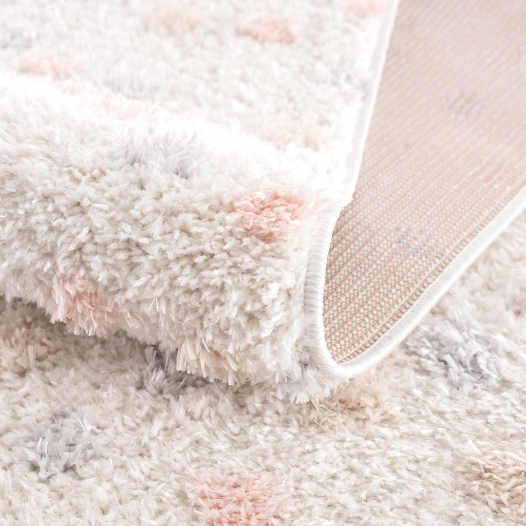 Cansu Pink Cream Dotted Area Rug – Stylish Washable Soft Carpet