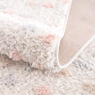 Cansu Pink Cream Dotted Area Rug – Stylish Washable Soft Carpet