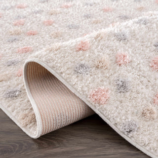 Cansu Pink Cream Dotted Area Rug – Stylish Washable Soft Carpet