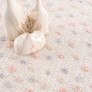Cansu Pink Cream Dotted Area Rug – Stylish Washable Soft Carpet
