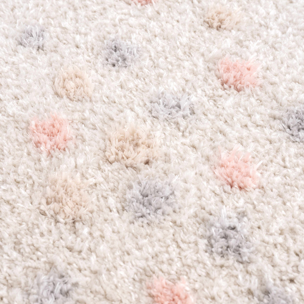 Cansu Pink Cream Dotted Area Rug – Stylish Washable Soft Carpet