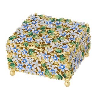 Daphne Blue & Green Enamel Floral Keepsake Box