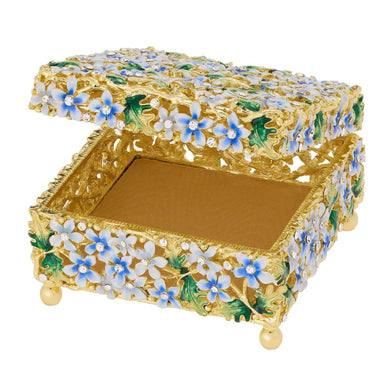 Daphne Blue & Green Enamel Floral Keepsake Box