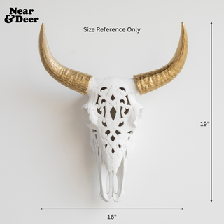 Artisan-Carved Faux Cow Skull Wall Decor