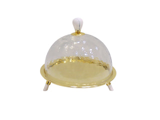 Elegant Cake Dome & Serving Tray with Marble Legs
