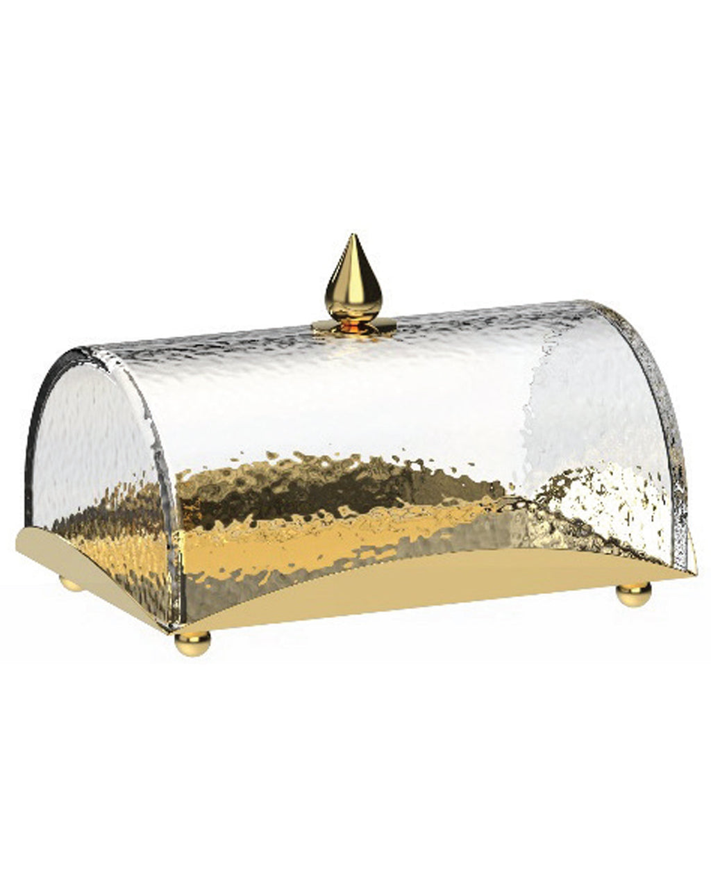 Elegant Rectangular Cake Tray with Dome & Marble Knob