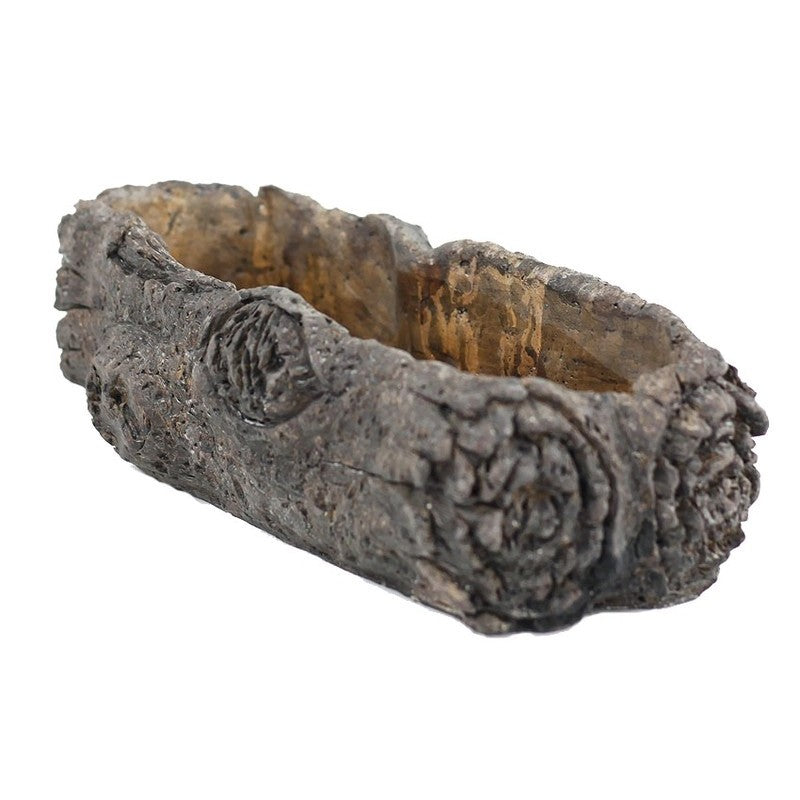 Cement Log Planter with Realistic Wood Texture