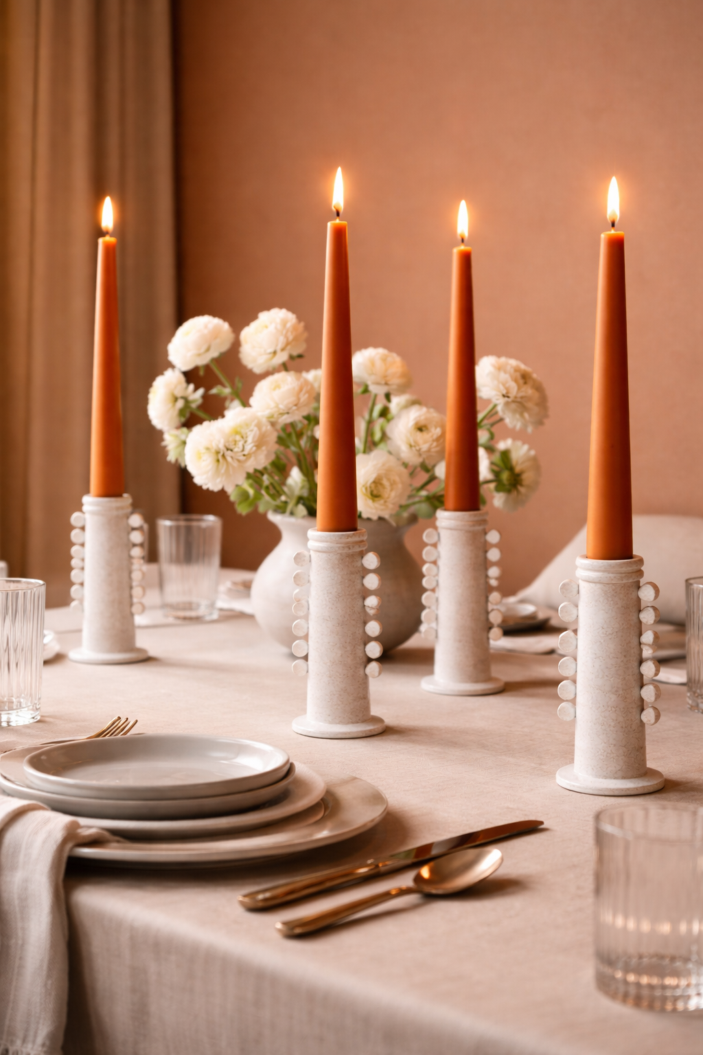 Celia Handcrafted Terracotta Taper Candle Holder