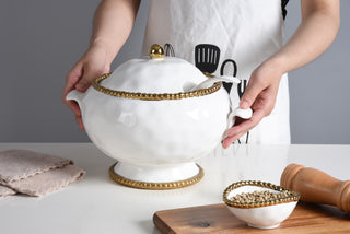 Golden Salerno Soup Tureen & Ladle