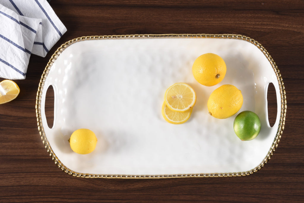 Golden Salerno Rectangular Tray with Handles