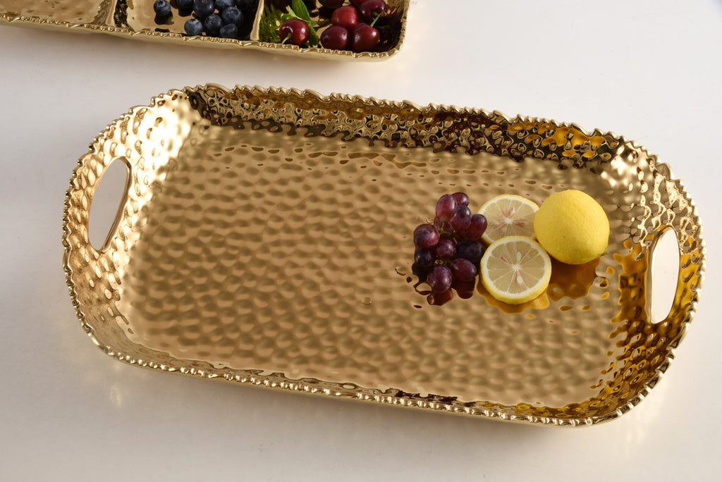 Gold Rectangular Tray with Handles