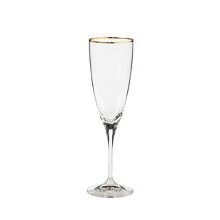 COSTA NOVA Sensa Flute 8 oz., Clear / Clear with Golden Rim – Sophisticated Champagne Glass for Celebrations