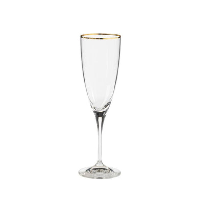 COSTA NOVA Sensa Flute 8 oz., Clear / Clear with Golden Rim – Sophisticated Champagne Glass for Celebrations