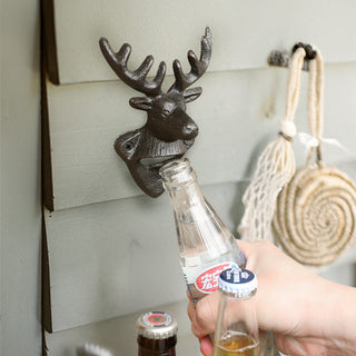Wall-Mounted Cast Iron Deer Head Bottle Opener