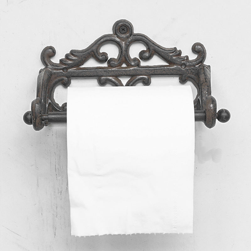 Vintage Cast Iron Scrollwork Toilet Paper Holder