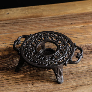 Vintage Cast Iron Teapot Warmer with Cutout Design
