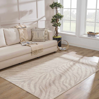 Beige Manteca Zebra Print Area Rug – Stylish Animal Print Living Room Carpet