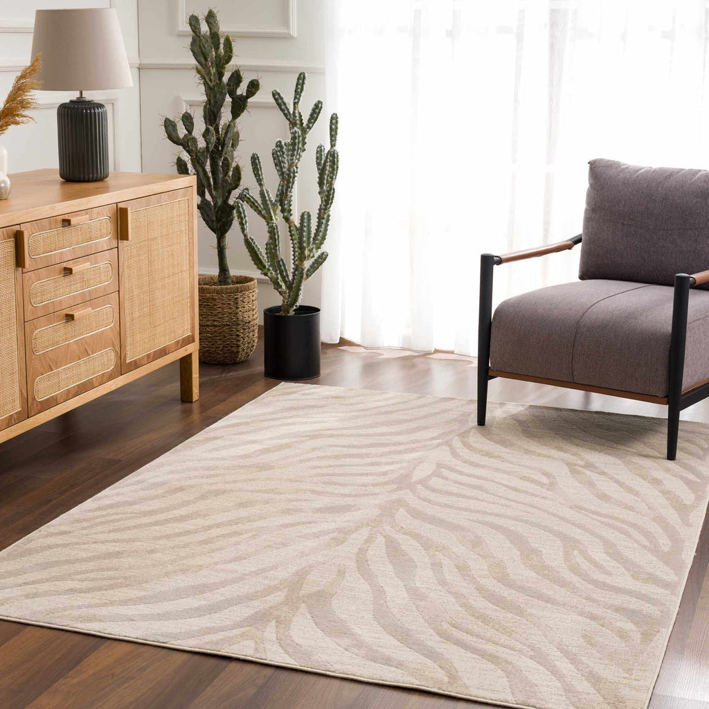 Beige Manteca Zebra Print Area Rug – Stylish Animal Print Living Room Carpet