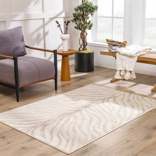 Beige Manteca Zebra Print Area Rug – Stylish Animal Print Living Room Carpet