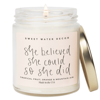 She Believed She Could So She Did Soy Candle - Clear Jar - 9 oz (Island Air)