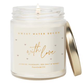 With Love Soy Patterned Candle - Clear Jar - 9 oz