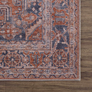 Taber Burnt Orange Persian Style Rug – Traditional Washable Vintage Carpet