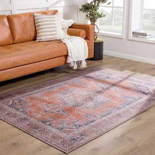 Taber Burnt Orange Persian Style Rug – Traditional Washable Vintage Carpet