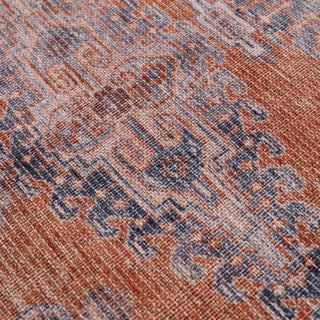 Taber Burnt Orange Persian Style Rug – Traditional Washable Vintage Carpet
