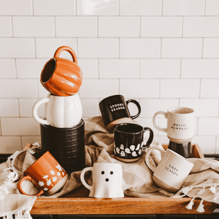 Ghosts 14 oz Black Stoneware Coffee Mug