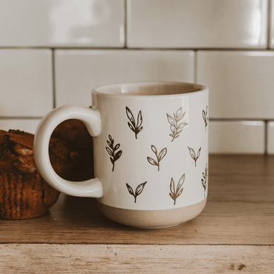 Brown Leaves 14 oz Stoneware Coffee Mug