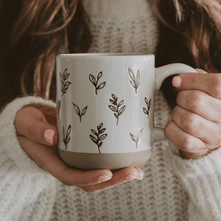 Brown Leaves 14 oz Stoneware Coffee Mug