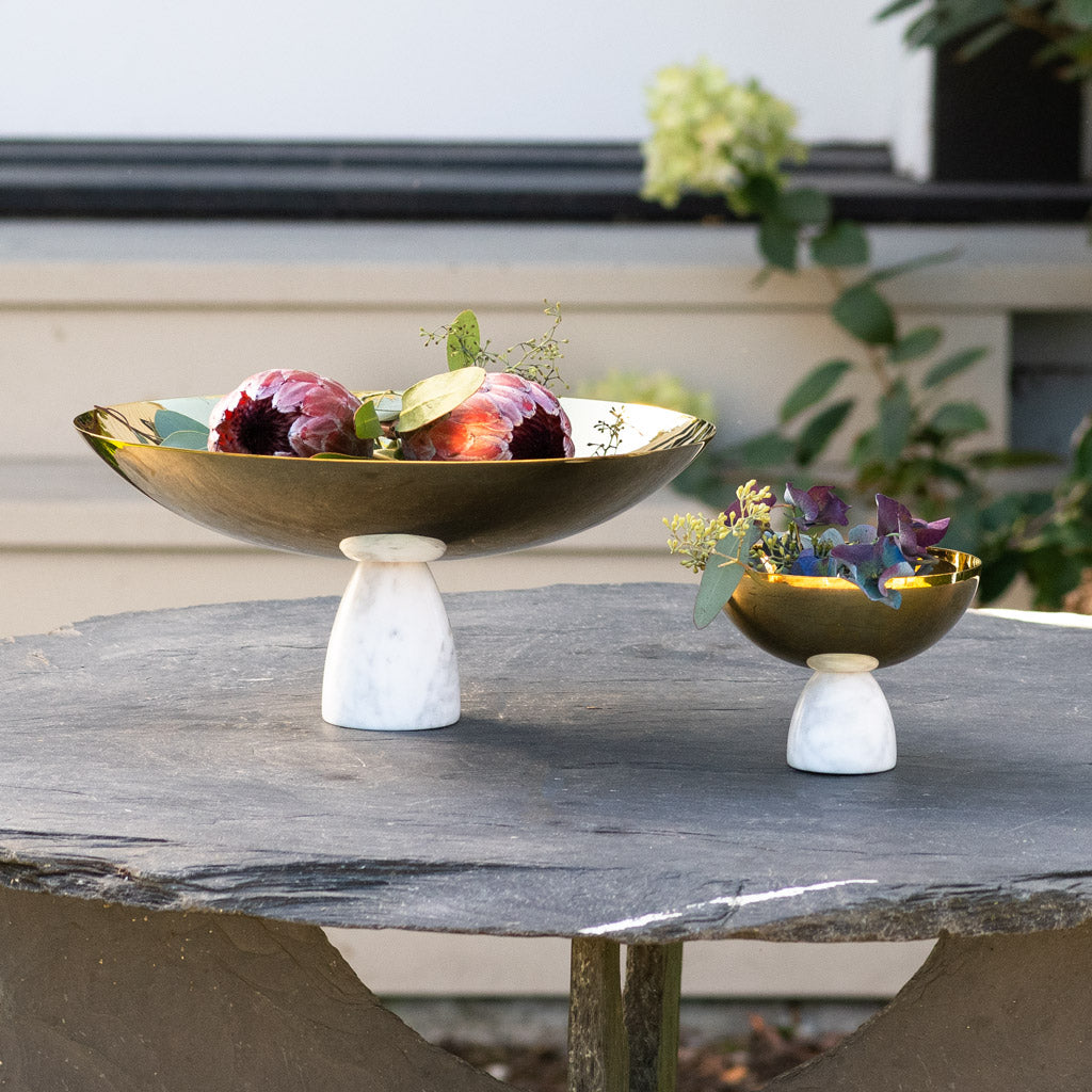 Coluna Marble & Gold Fruit Bowl – Italian Elegance with a Modern Edge