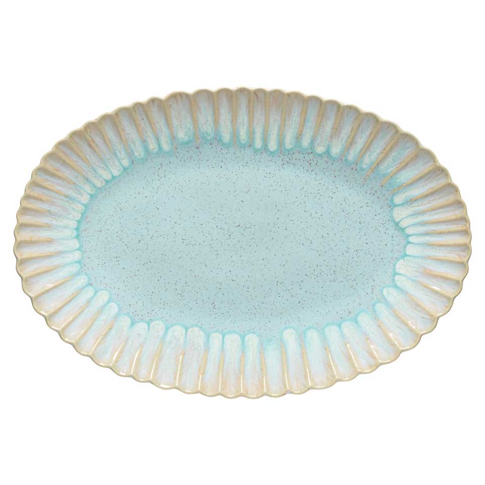 COSTA NOVA – Casafina Mallorca Oval Platter, Sea Blue & Sand Beige – Large Coastal Serving Platter