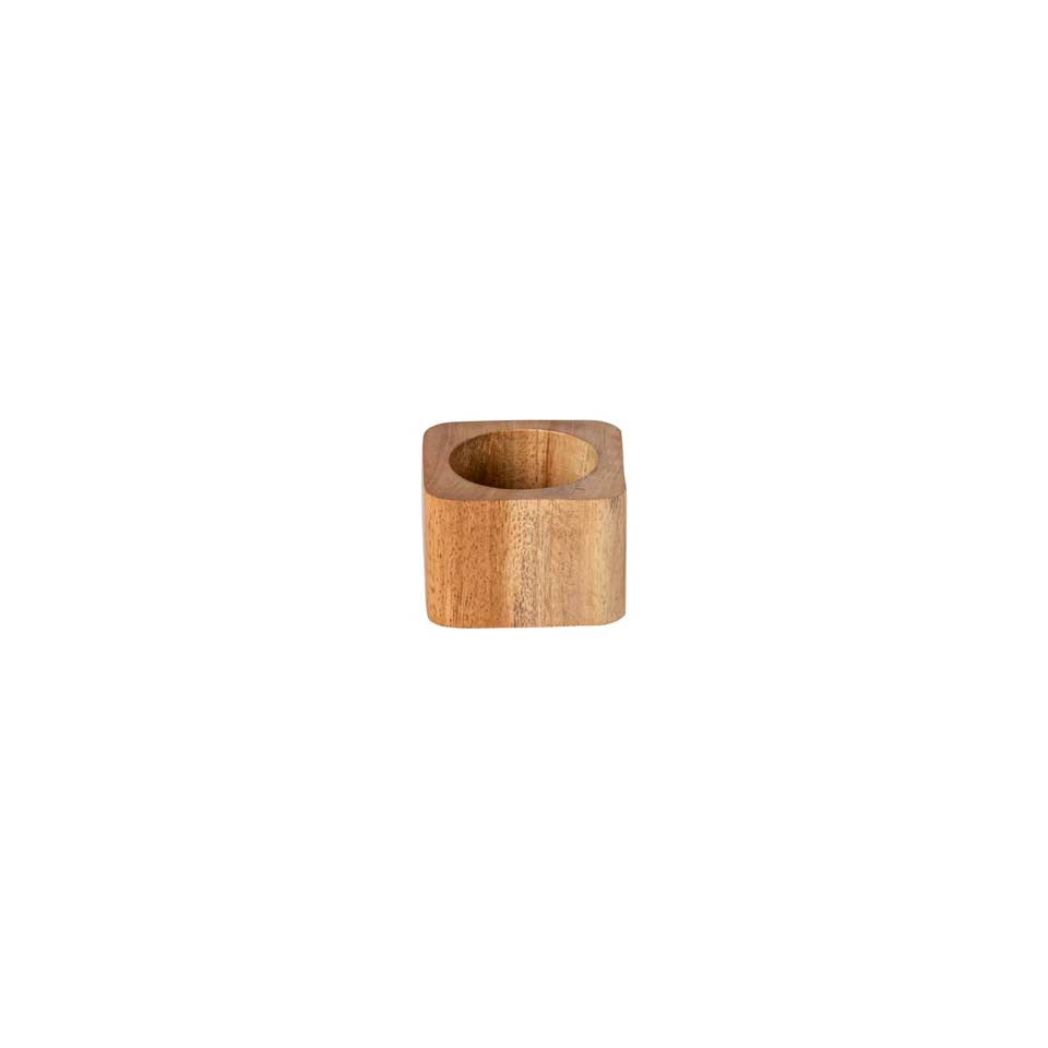 COSTA NOVA – Casafina Set of 4 Square Napkin Rings, Natural Wood/Dark Wood – Elegant Table Décor