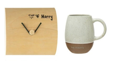 18 oz. Stoneware Mug with Wooden Gift Box – Holiday Coffee Mug Gift