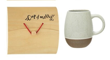 18 oz. Stoneware Mug with Wooden Gift Box – Holiday Coffee Mug Gift