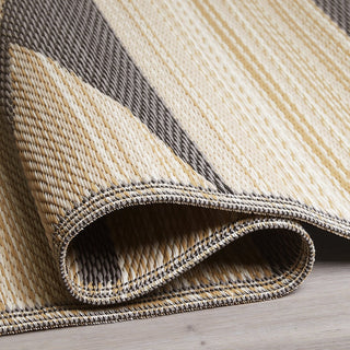 Cairo Natural & Black Geometric Reversible Outdoor Patio Rug