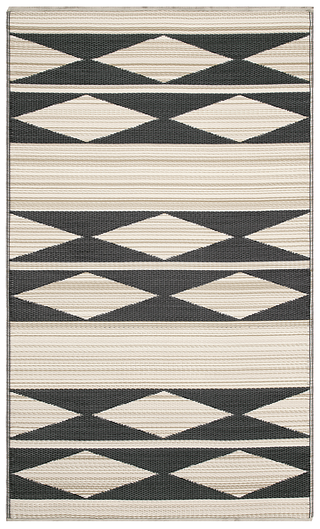 Cairo Natural & Black Geometric Reversible Outdoor Patio Rug
