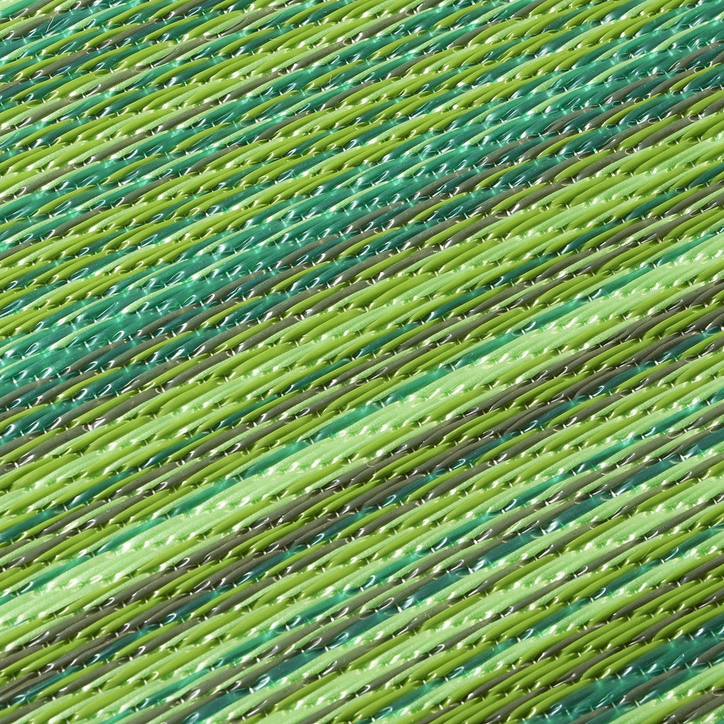 Cancun Green Striped Reversible Outdoor Patio Rug