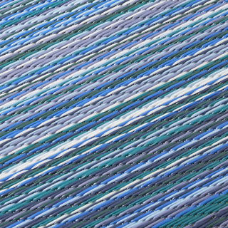 Cancun Indigo Striped Reversible Outdoor Patio Rug