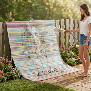 Cancun Candy Striped Reversible Outdoor Patio Rug