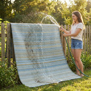 Cancun Striped Reversible Outdoor Patio Rug