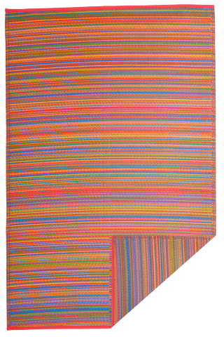 Cancun Multicolor Striped Reversible Outdoor Patio Rug